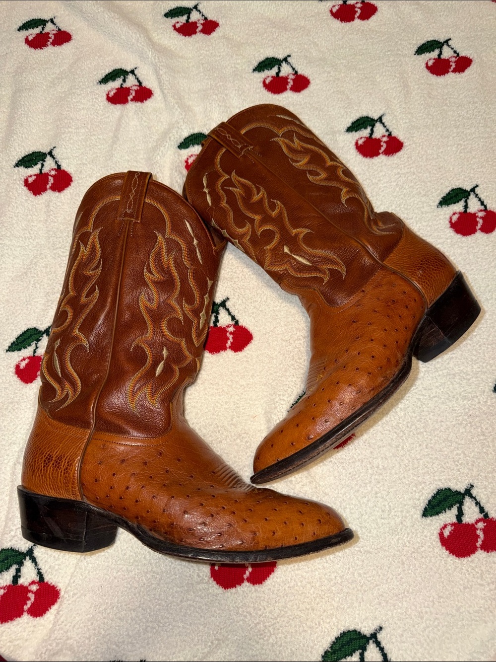 Tony Lama Brown Leather Western Cowboy Boots